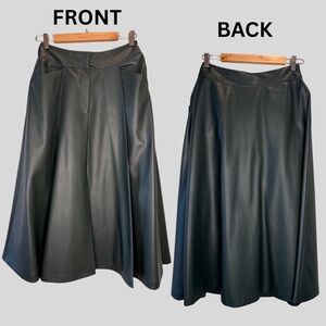 Zara Black Faux Leather A-Line Skirt
